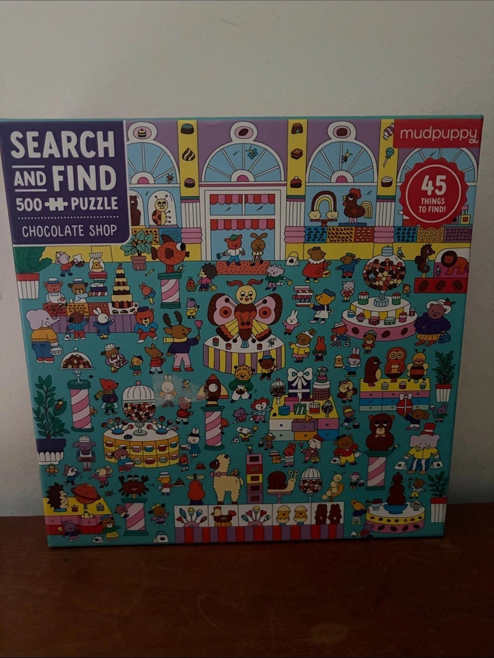mudpuppy Search & Find Chocolate Shop 500-Piece Puzzle Blue & Pink
